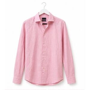 Grand Frank Pink Linen Blend Button Up Shirt Men’s 37/38 Slim Fit Sweden